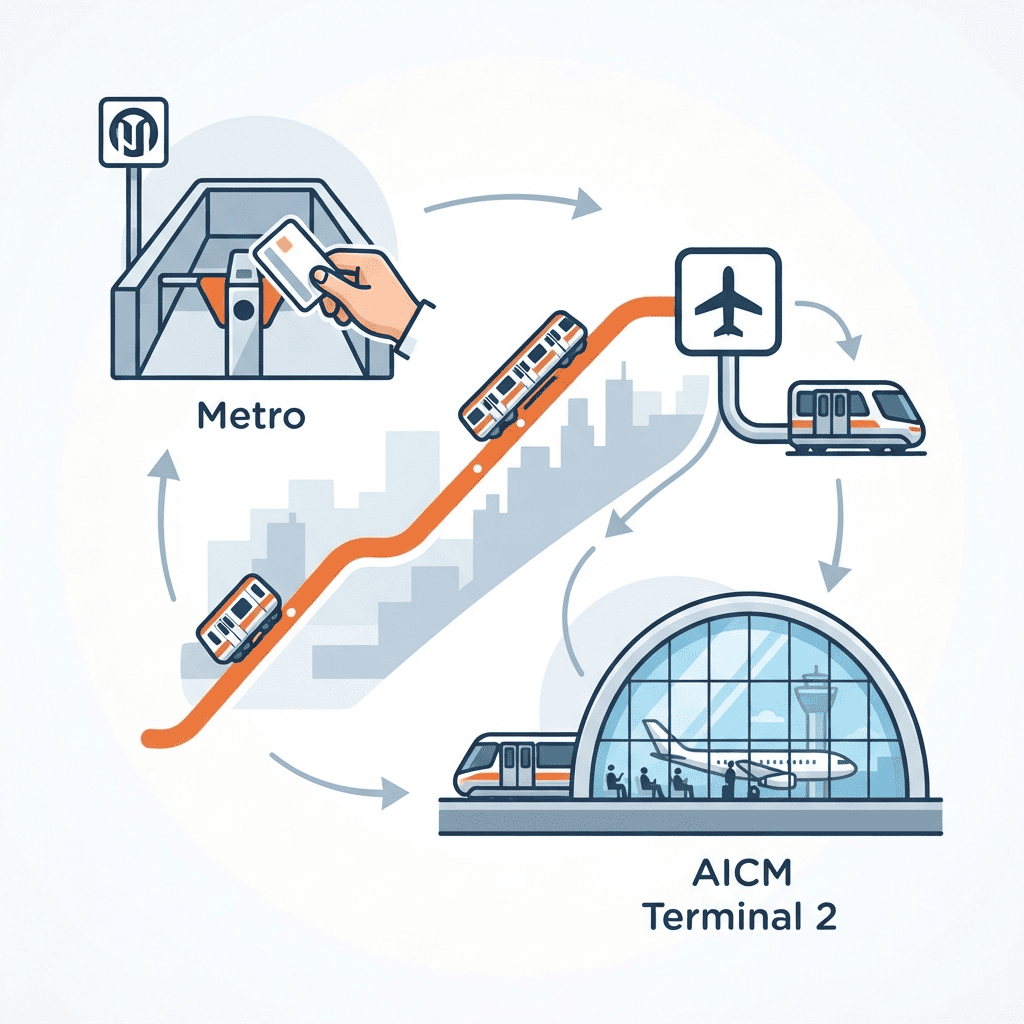 cómo llegar a la terminal 2 del AICM en metro