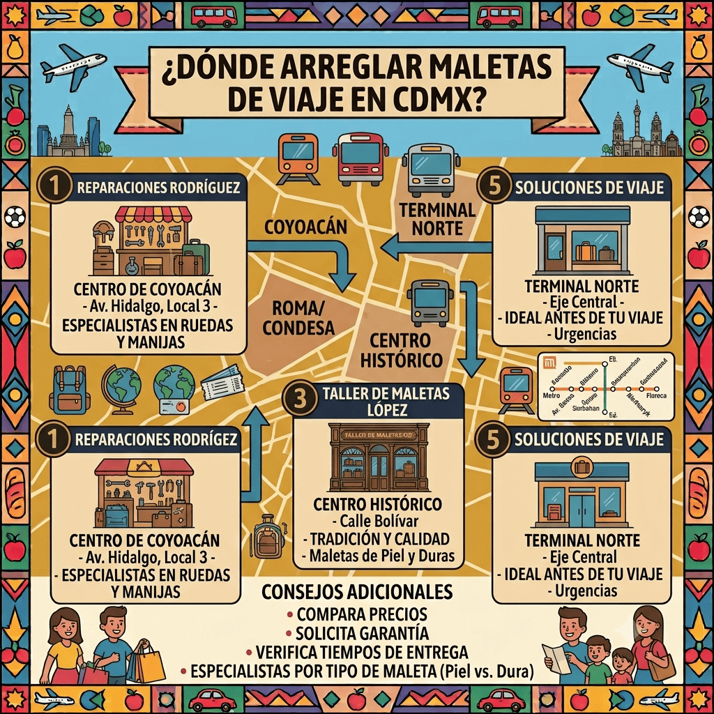 dónde arreglar maletas de viaje cdmx