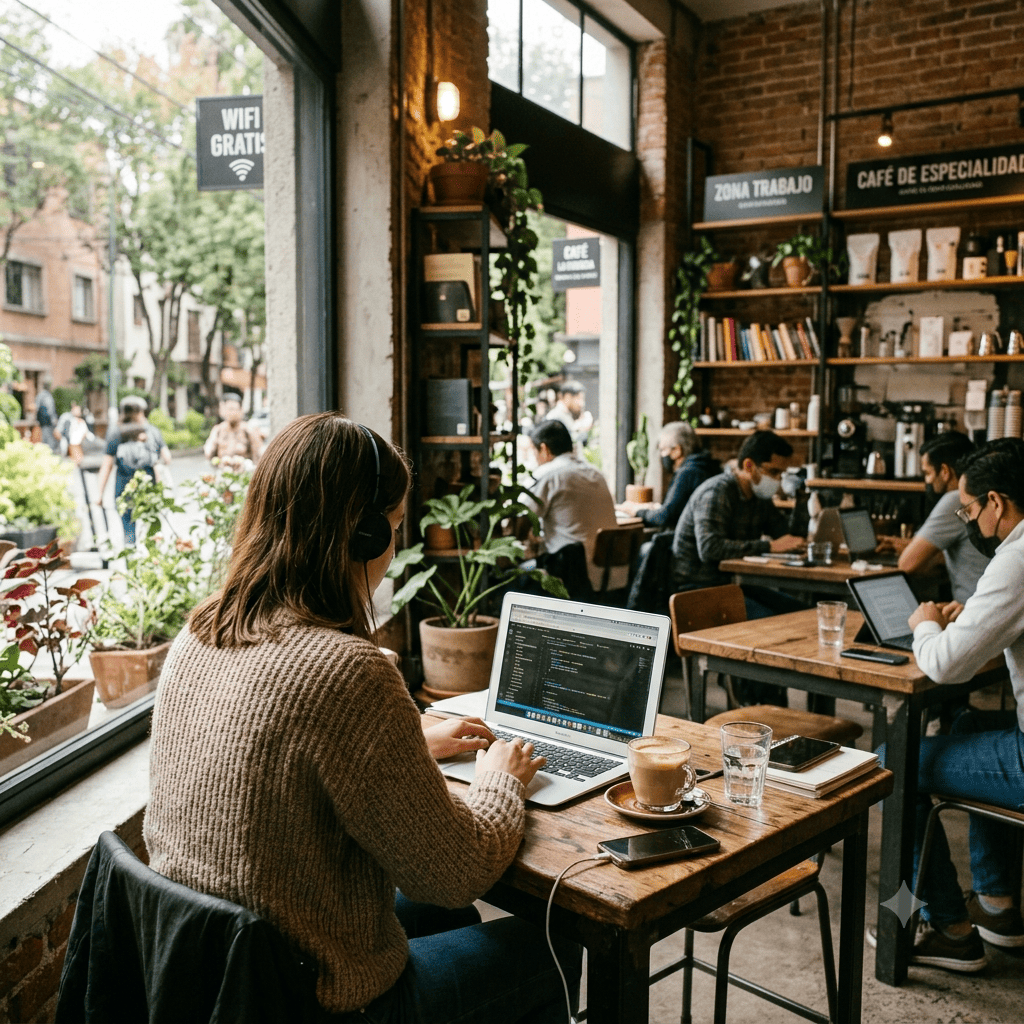 cafeterías para trabajar con wifi en la condesa